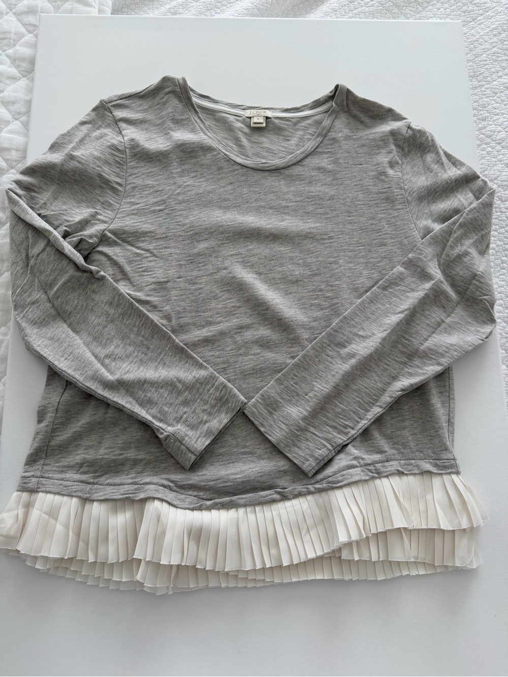 J. Crew Light Gray Scoop Neck Tee with White Trim